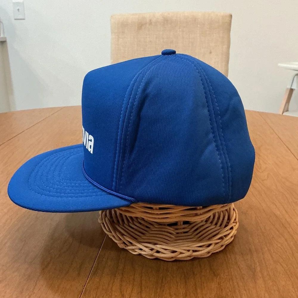 VTG 90s 80s Wachovia Bank Trucker Hat OSFA Blue Snapback Rare Promo Rope